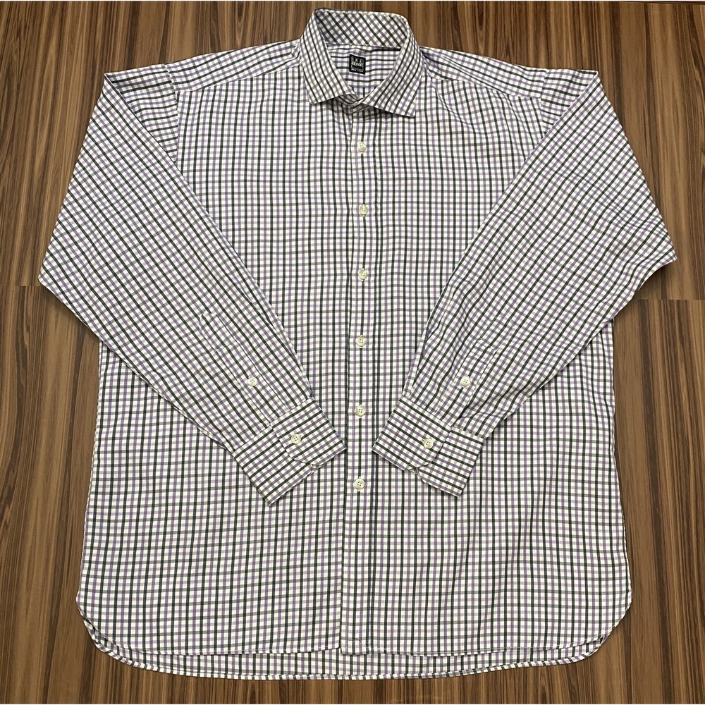 IKE Behar NY Mens Shirt‎ Size L Multicolor Plaid Long Sleeve Made In Canadá EUC